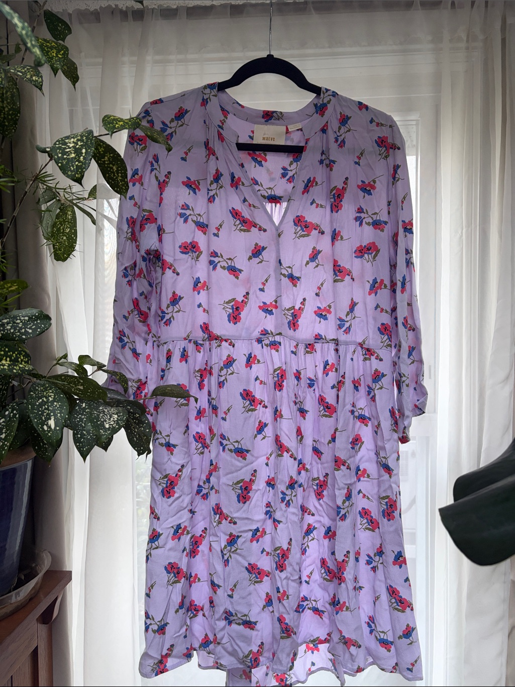 Anthropologie Maeve Lilac Floral V-Neck Womenâs Dress